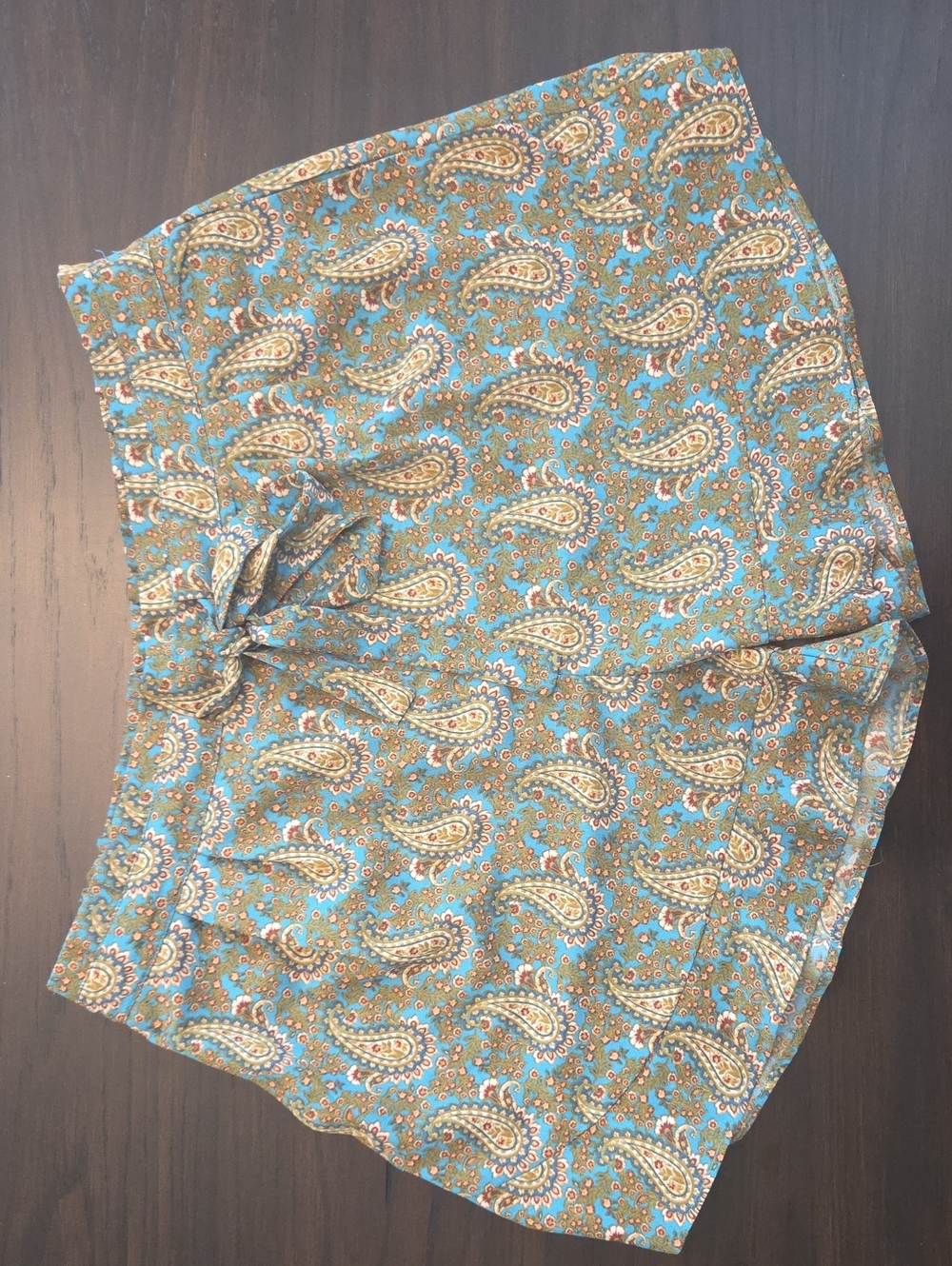 DR2 Teal Paisley Tie-Waist Athletic Shorts
